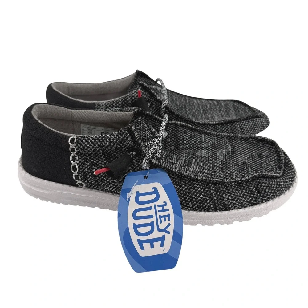 Hey Dude Wally Funk Open Mesh Mens Loafers Black White Size‎ 12 New Comfort